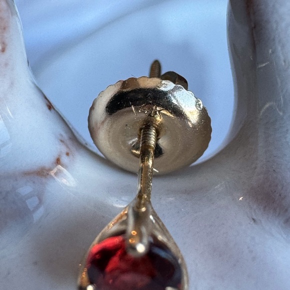 14K Martini Garnet Stud Earrings - Picture 8 of 8